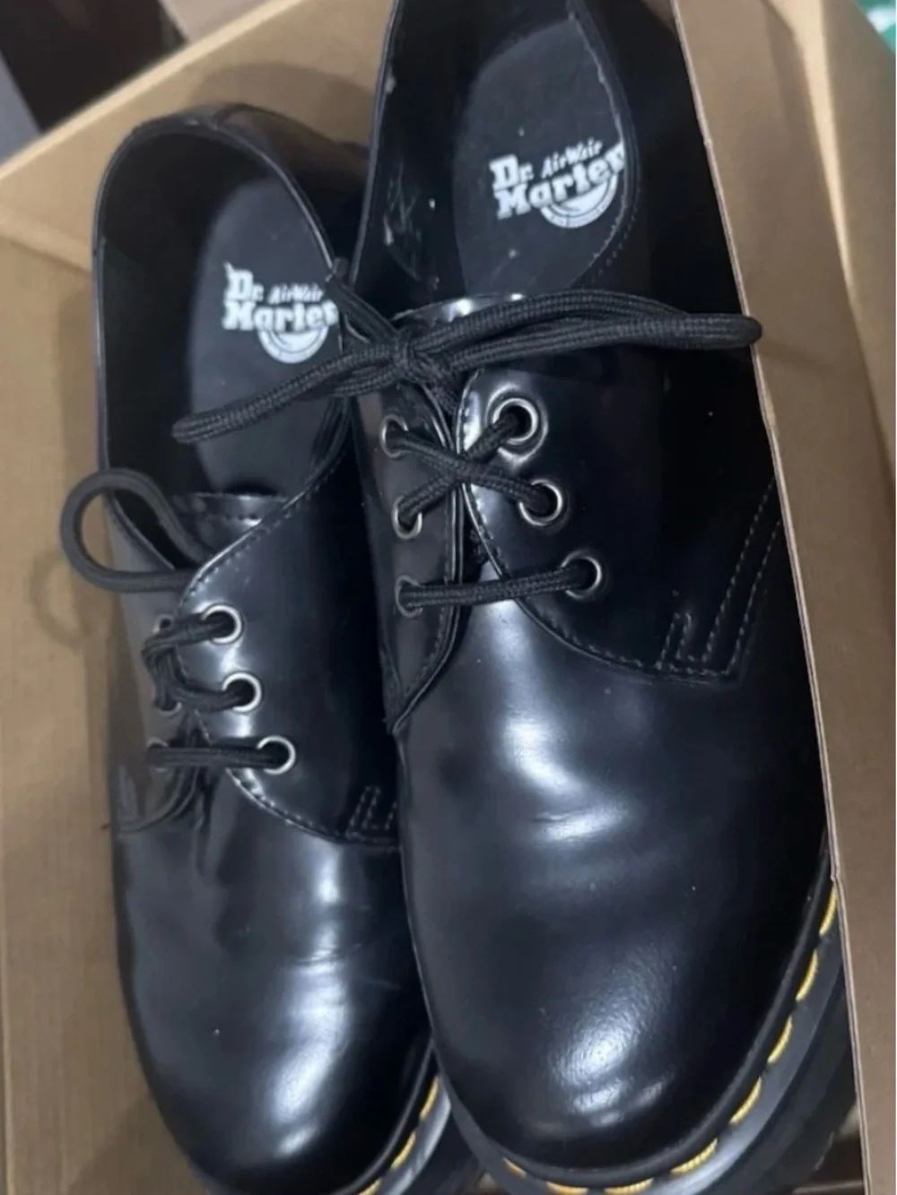 Dr. Martens 1461 QUAD PLATFORM SHOES BLACK SMOOTH LEATHER MENS 9 Womens 10